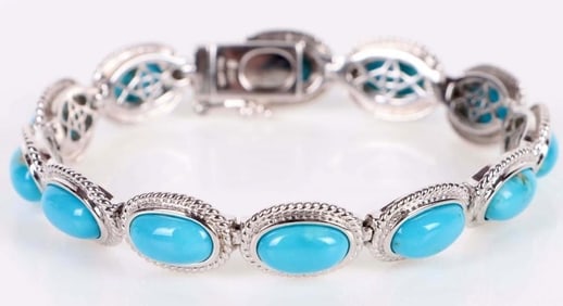 STERLING SILVER SLEEPING BEAUTY TURQUOISE BRACELET