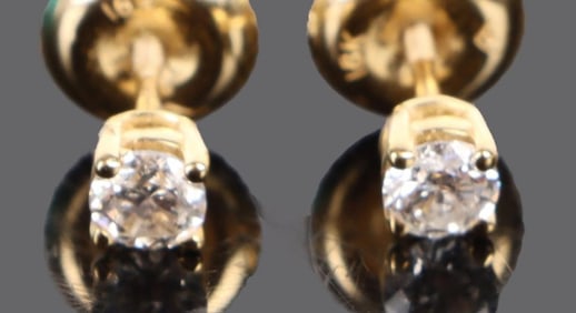 0.30CT ROUND DIAMOND 18K YELLOW GOLD STUD EARRINGS