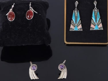 STERLING SILVER GEMSTONE LADIES EARRINGS - (3)
