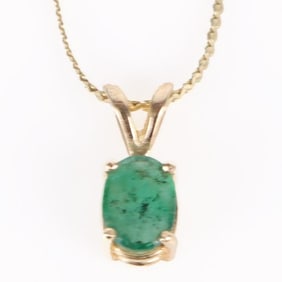 0.50CT EMERALD 14K YELLOW GOLD LADIES NECKLACE
