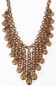 MIRIAM HASKELL 9K GOLD PLATED BEADED NECKLACE
