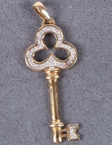 10K YELLOW GOLD DIAMOND KEY LADIES PENDANT