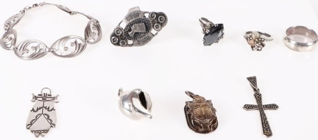 STERLING SILVER ASSORTED LADIES JEWELRY - (9)