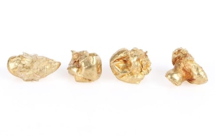 22K YELLOW GOLD LOOSE NUGGETS - LOT OF 4