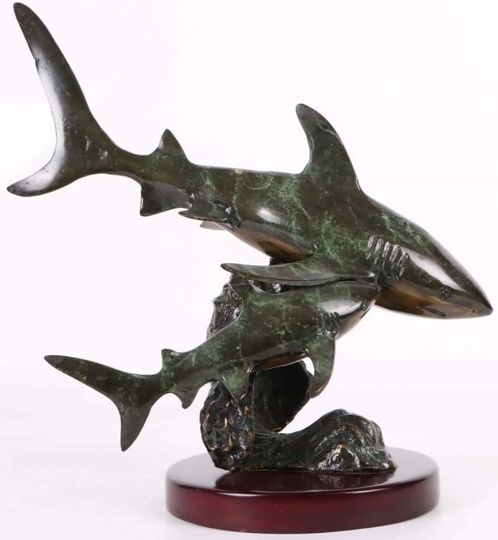 BRONZE MAKO SHARK STATUE W/ BEAUTIFUL FINISH (1 of 4)