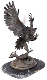 BRONZE SCULPTURE 'OWL' SIGNED MOIGNIEZ 31' TALL