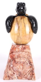 HAND-CRAFTED MARBLE HATCHING SEA TURTLE STATUE