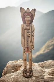 6.5 FT NATIVE AMERICAN CIGAR SHOP WOODEN STATUE