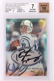 1999 COLLECTOR'S EDGE #1A P. MANNING AUTO. BECKETT