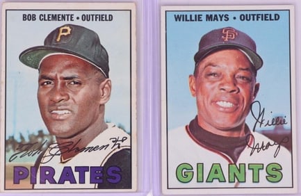 1967 TOPPS #200 WILLIE MAYS & #400 BOB CLEMENTE