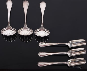 VINTAGE ASSORTED SUGAR & ARBOR SHELL SPOONS - (6)