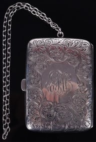 VINTAGE STERLING SILVER ENGRAVED COMPACT PURSE
