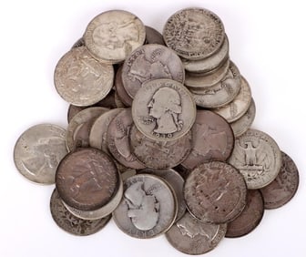 90% SILVER WASHINGTON QUARTERS - LOT OF 40