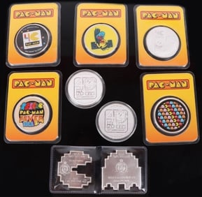 ASSORTED 1 OZ FINE SILVER PAC-MAN BULLION - (9)