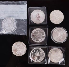 ASSORTED SILVER BULLION COINS - (8)