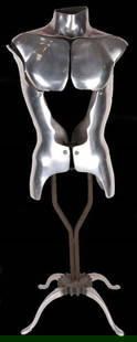 NIGEL COATES RARE ALUMINUM & STEEL MALE MANNEQUIN: Nigel Coates rare aluminum & steel male mannequin. This mannequin was developed by Nigel Coates for Jigsaw, Knightsbridge circa 1993. When Coates began working with Jigsaw, a luxury clothing brand, th