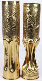 WWI 75MM ARTILARY SHELL TRENCH ART LOT OF 2