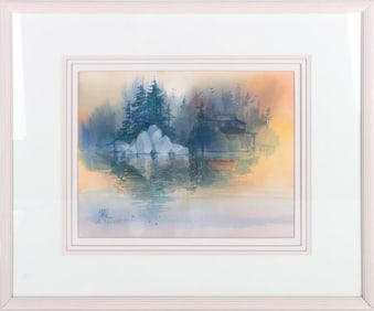 1993 DIANE CLAPP BARTZ 'THE RETREAT' WATERCOLOR