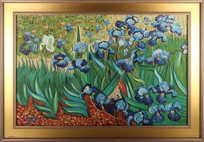 VINCENT VAN GOGH ORIGINAL IRISES PAINTING AFTER