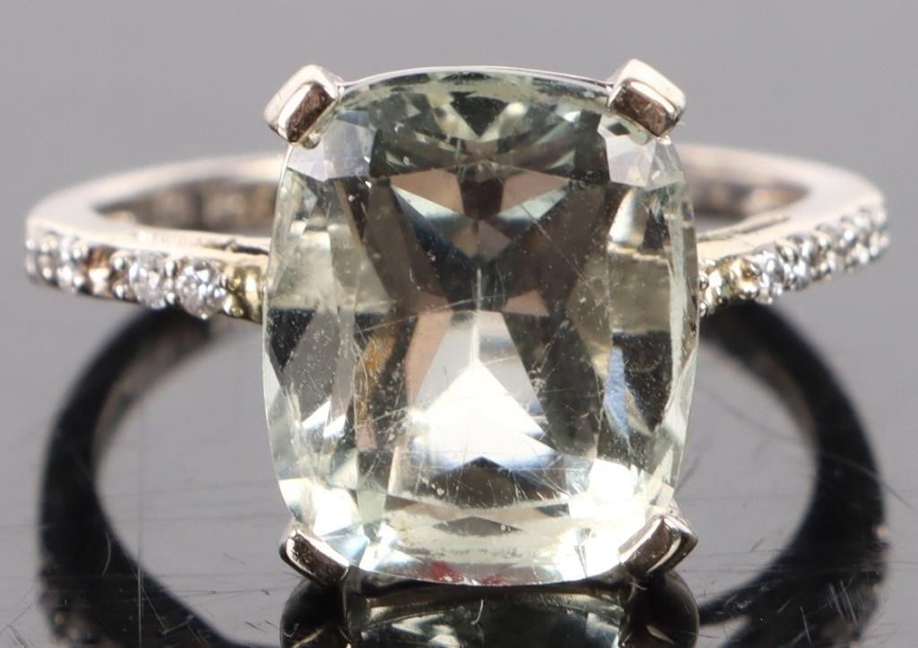14K WHITE GOLD DIAMOND QUARTZ LADIES RING (1 of 4)