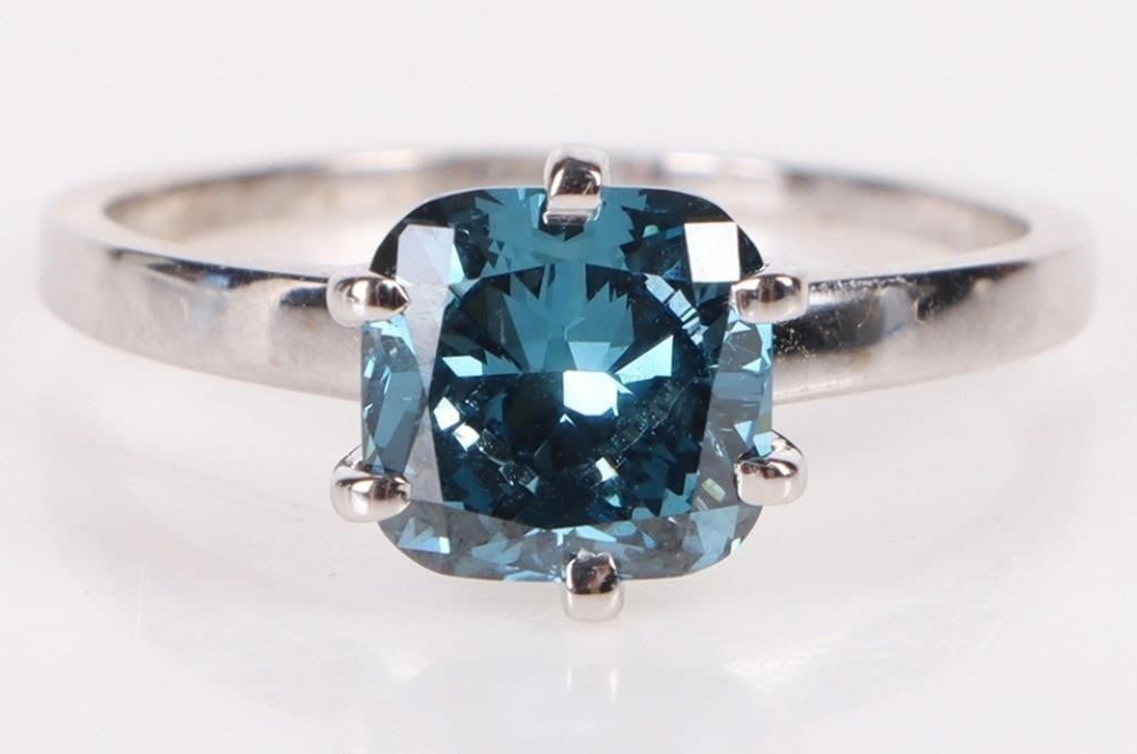 18K WHITE GOLD NATURAL BLUE DIAMOND LADIES RING (1 of 5)