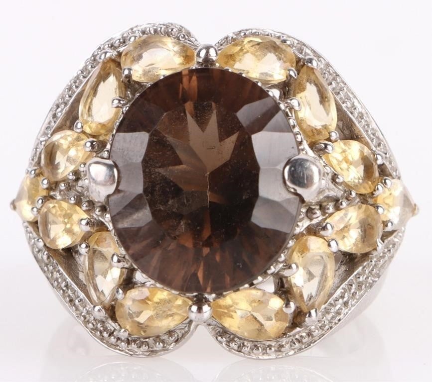 TOURMALINE & SPINEL STERLING ORNATE LADIES RING (1 of 4)