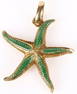 18K YELLOW GOLD GREEN ENAMELED STARFISH PENDANT