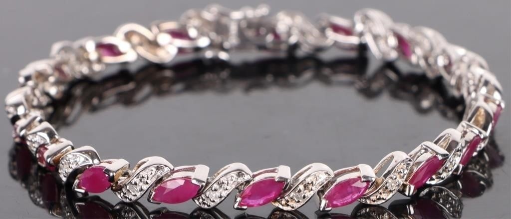 14K WHITE GOLD RUBY DIAMOND LADIES BRACELET (1 of 3)