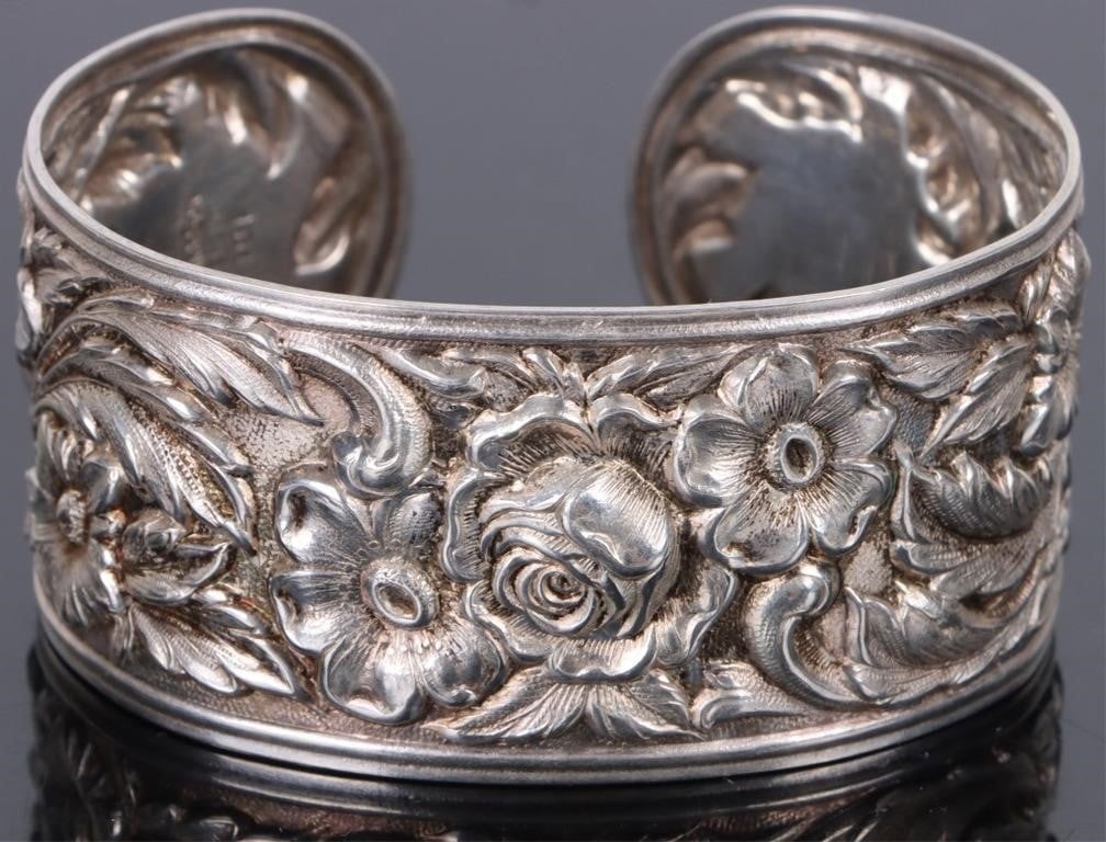 VINTAGE S. KIRK & SON REPOUSSE 0.925 CUFF BRACELET (1 of 4)