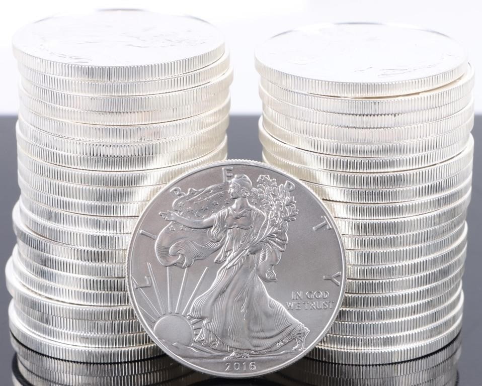 TWO ROLLS 1 OZ FINE SILVER EAGLE 2016 BULLION (1 of 4)
