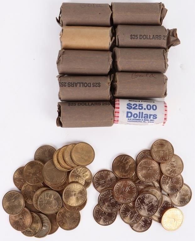 ASSORTED SACAGAWEA & FILMORE COIN ROLLS - (12) (1 of 6)