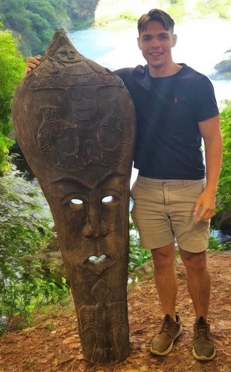 5 FT 10' ANTIQUE BALI TIMOR TRIBAL MASK PALM WOOD (1 of 6)