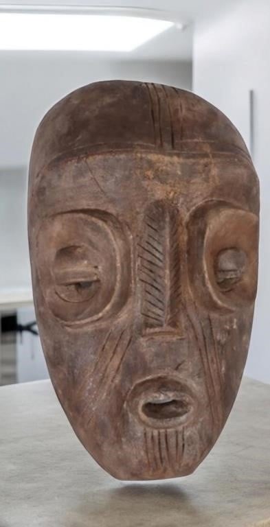 VINTAGE 27.5' AFRICAN WOODEN HANGING WALL MASK (1 of 6)