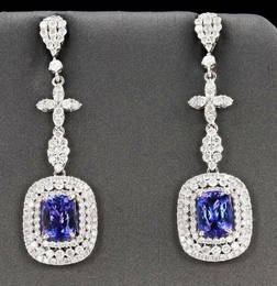 5.70CTW TANZANITE & 3.74CTW DIA 14K GOLD EARRINGS