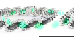 17.67CTW EMERALD & 6.09CTW DIAMOND PLAT BRACELET