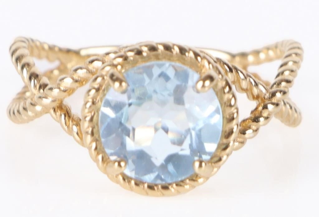 STERLING SILVER ROUND BLUE TOPAZ LADIES RING (1 of 3)