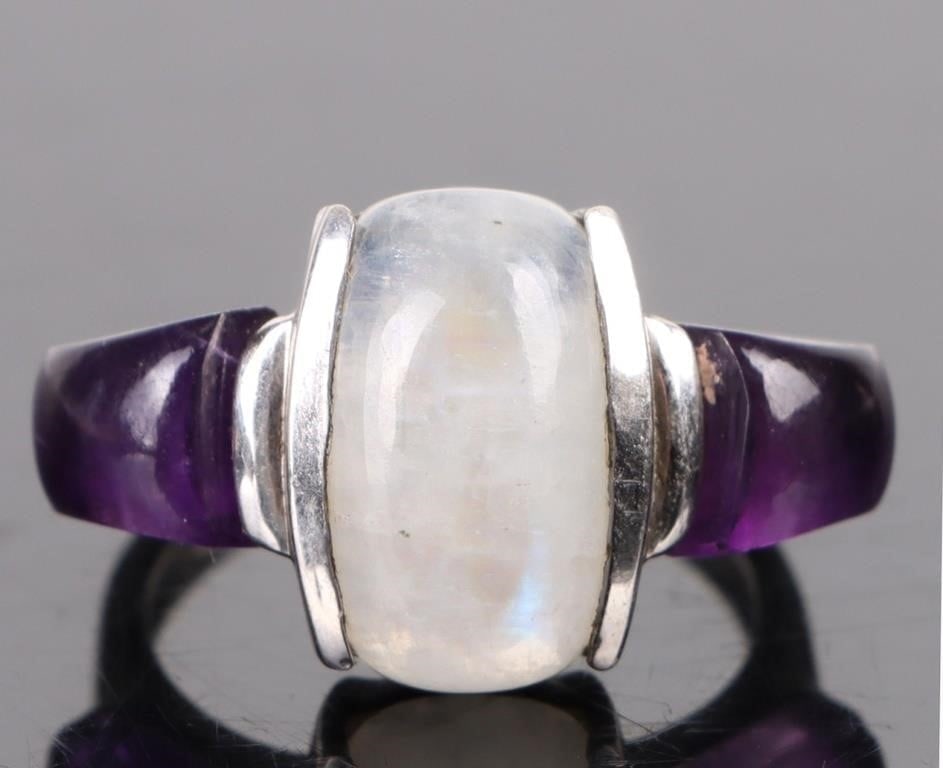 STERLING SILVER AMETHYST OPAL LADIES RING (1 of 3)