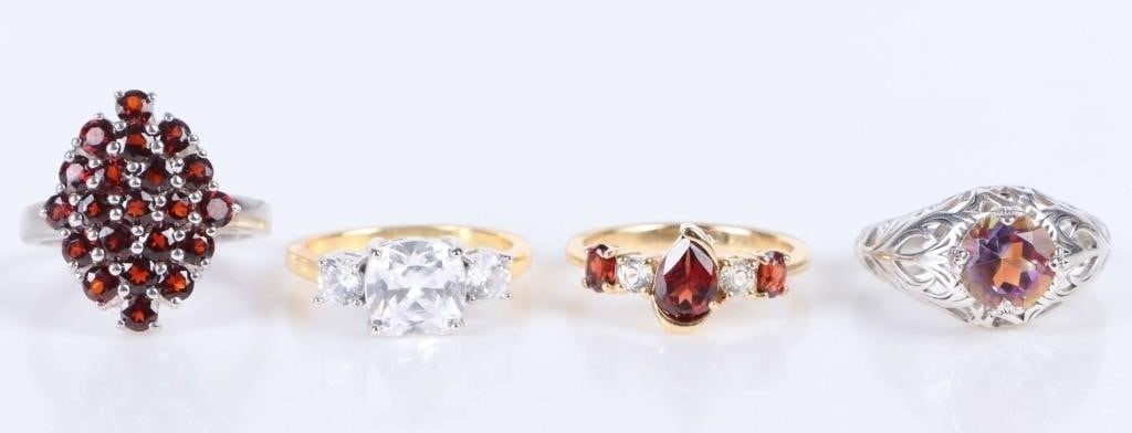ASSORTED STERLING SILVER GEMSTONE LADIES RINGS-(4) (1 of 4)
