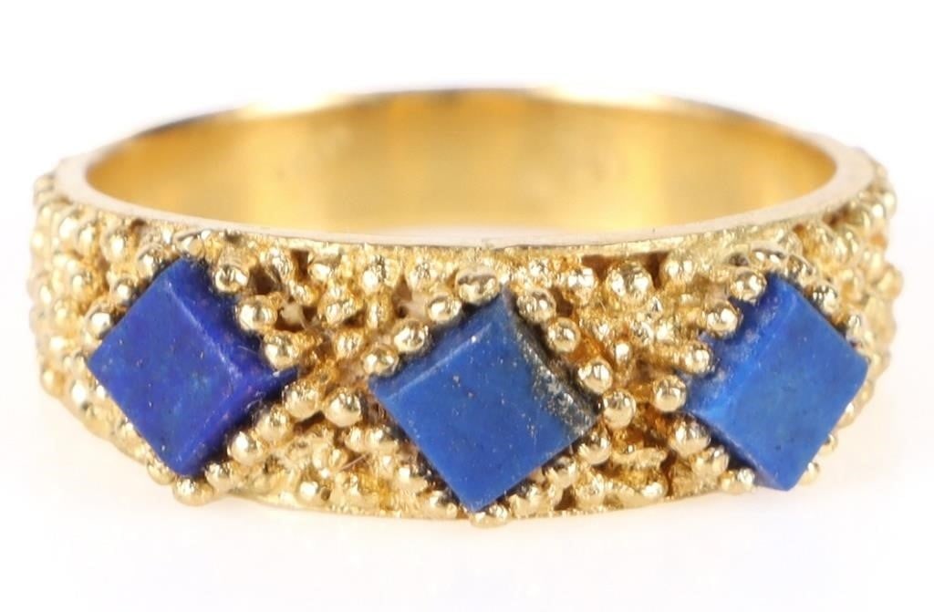 BLUE LAPIS LAZULI 18K YELLOW GOLD LADIES RING (1 of 3)