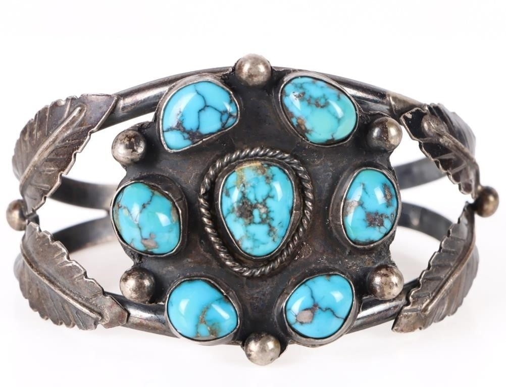 VINTAGE 0.925 TURQUOISE NAVAJO CUFF BRACELET (1 of 4)