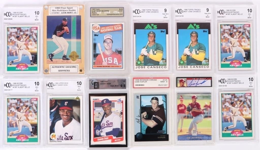ASSORTED HIGH GRADE SLEEVED BASEBALL CARDS - (12) (1 of 4)