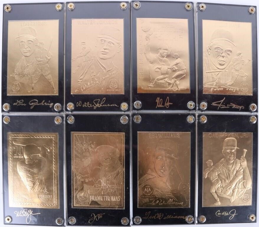 ~22 KT. GOLD BASEBALL CARDS COLLECTION - LOT OF 8 (1 of 4)