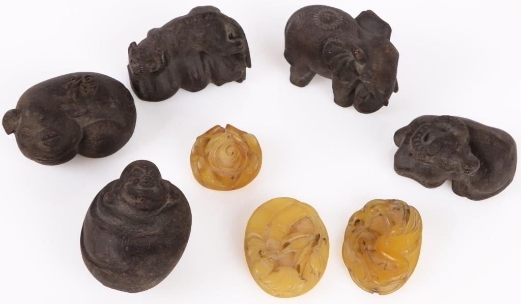 CARVED JADE & WOOD ANIMAL ORNAMENTS (1 of 3)
