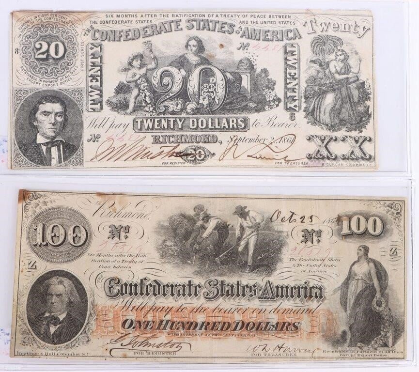 1860'S RICHMOND CONFEDERATE BANKNOTES T-41 & T-20 (1 of 5)
