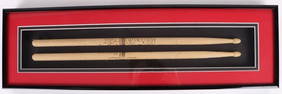 PLAYED NEIL PEART RUSH STAGE DRUMSTICKS FRAMED