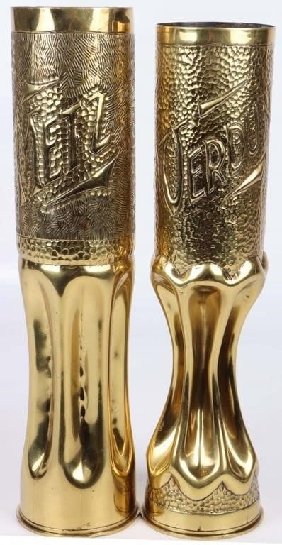 WWI 75MM ARTILARY SHELL TRENCH ART LOT OF 2 (1 of 4)