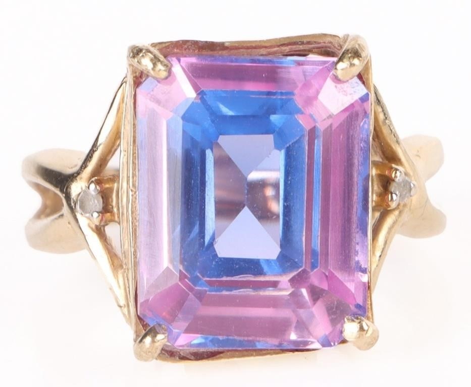 BI-COLOR SAPPHIRE & DIAMOND 10K GOLD LADIES RING (1 of 6)