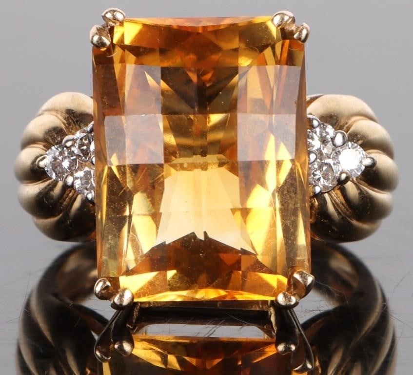 5.0 CT CITRINE & DIAMOND 14K GOLD LADIES RING (1 of 4)