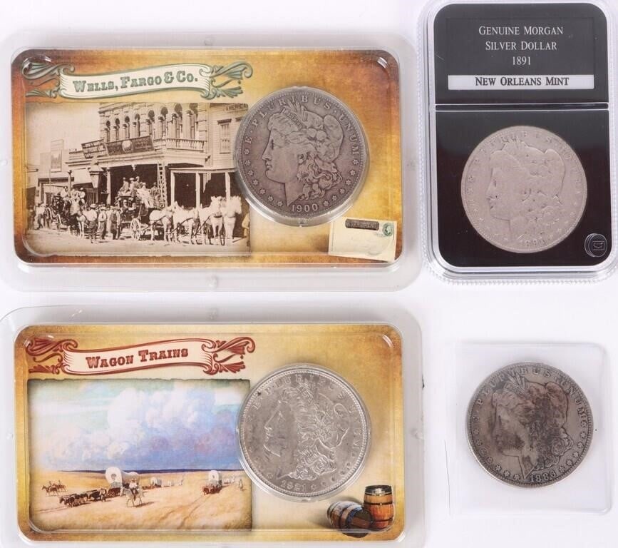 ASSORTED U.S. MORGAN 90% SILVER DOLLARS - (4) (1 of 7)