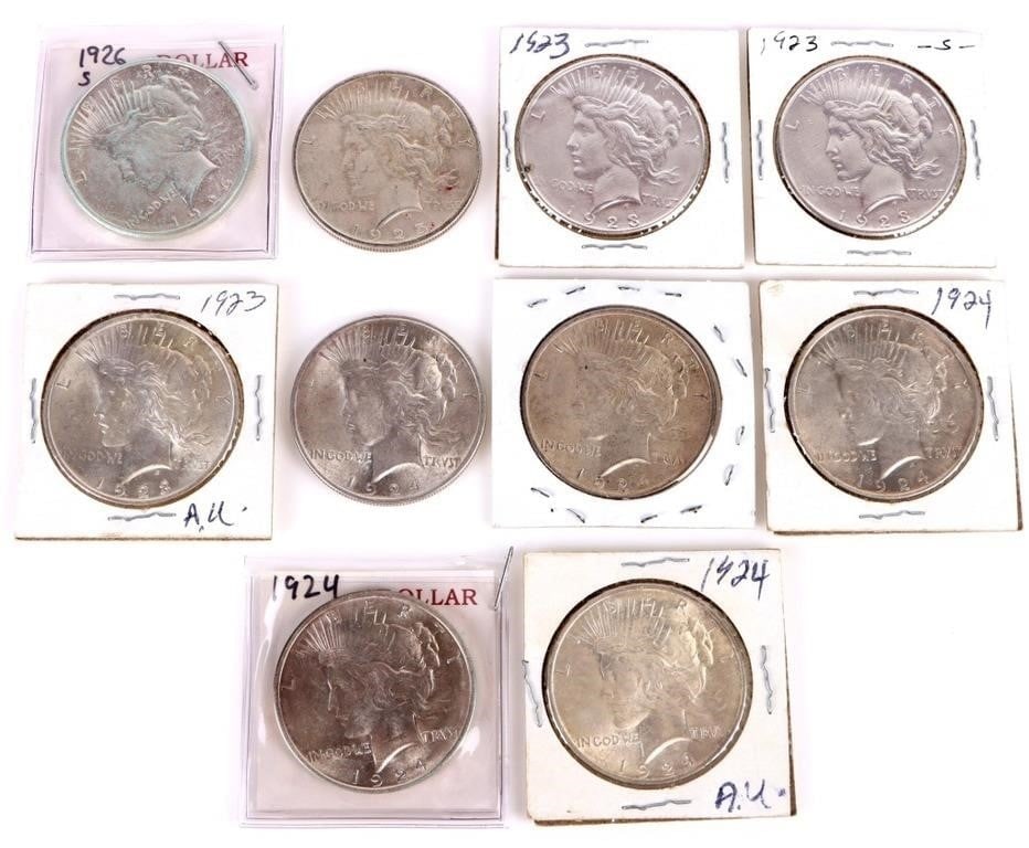 SILVER LIBERTY PEACE DOLLARS 1920S - (10) (1 of 4)